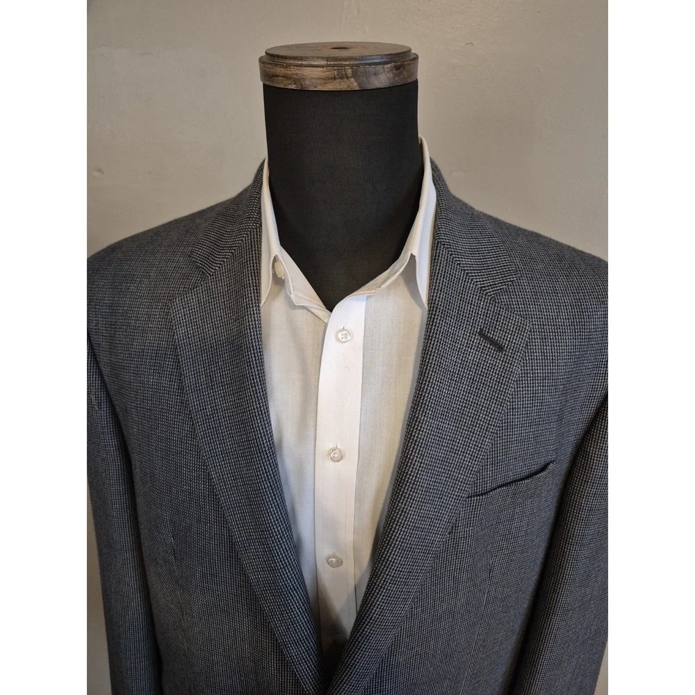 Chaps 44R Gray Blue Wool Blazer Mens 2 Button Sport Coat Single Vented Regular
